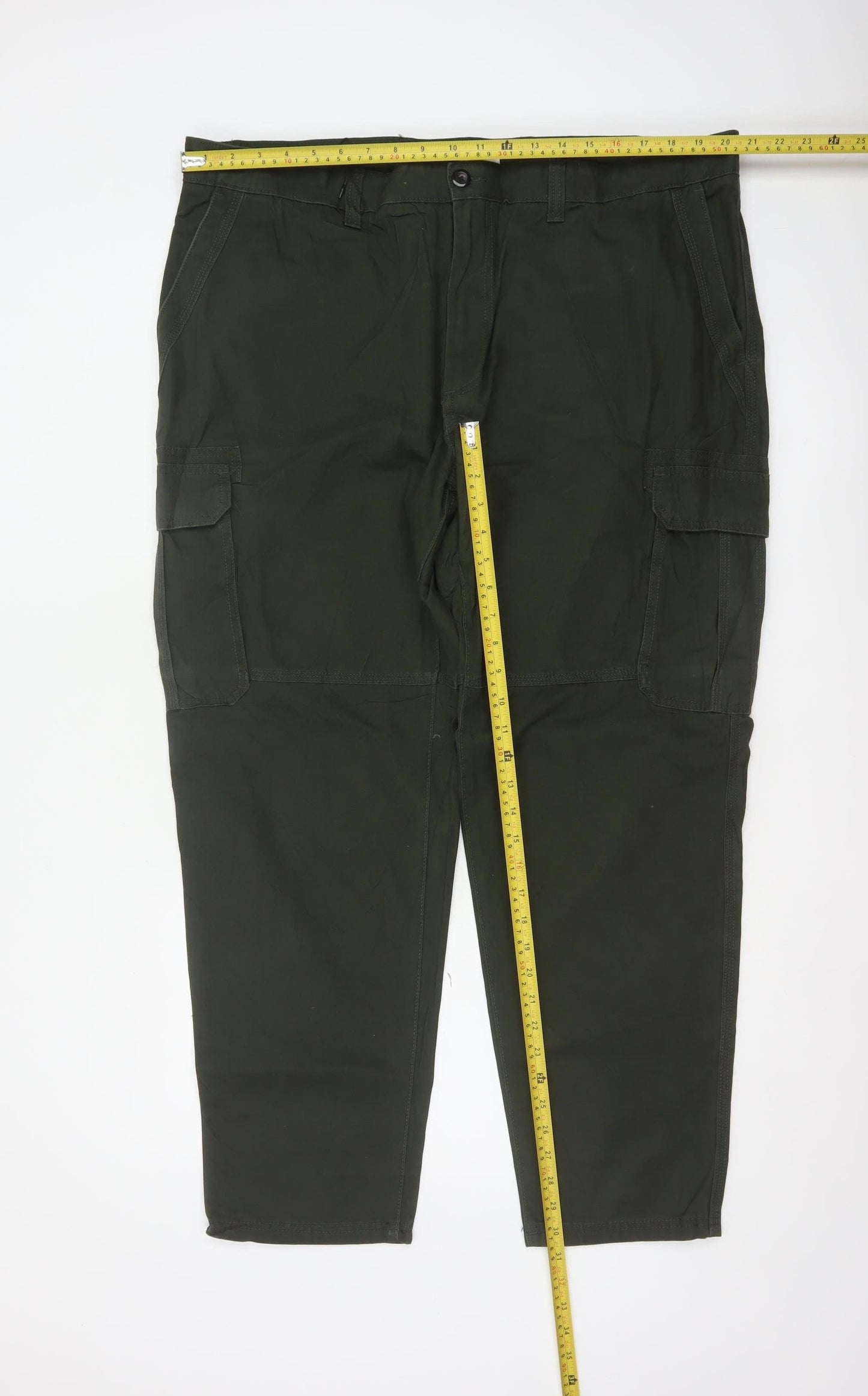 Marks and Spencer Men Green 44 Cargo Trousers 44W 31L Cotton