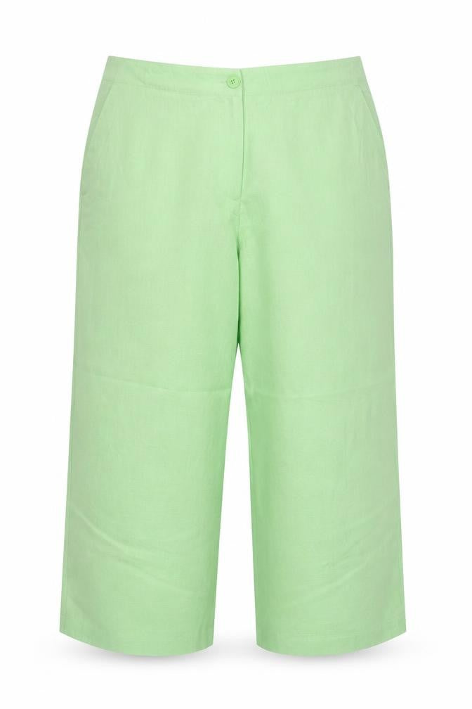Marks & Spencer Women Green Size 22 Short Wide Leg High Rise Linen Trousers