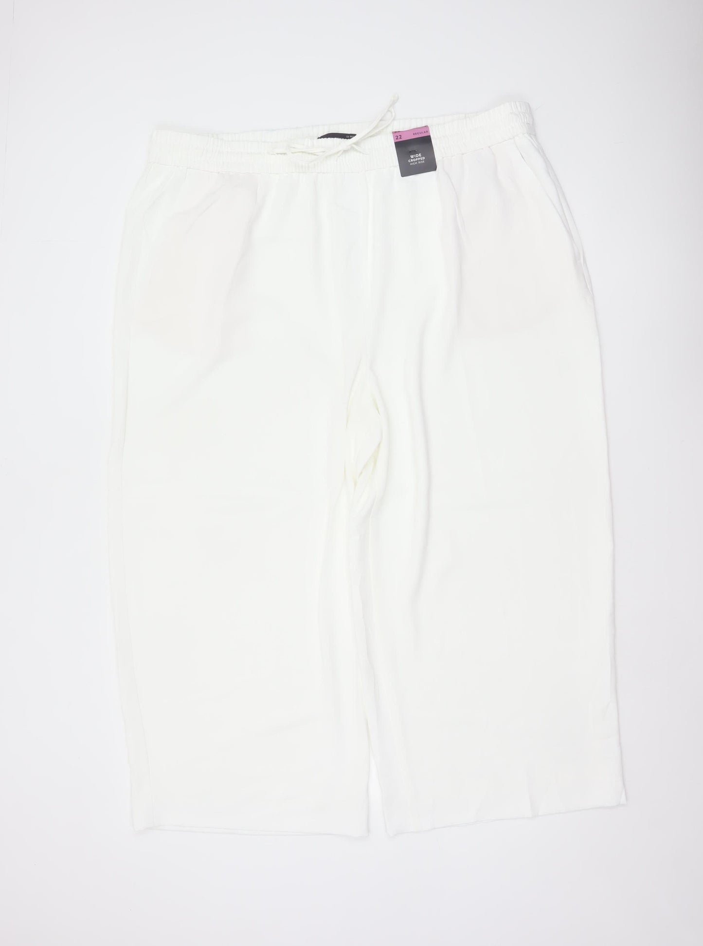 Marks & Spencer Women White Size 22 Wide-Leg Cropped Trousers