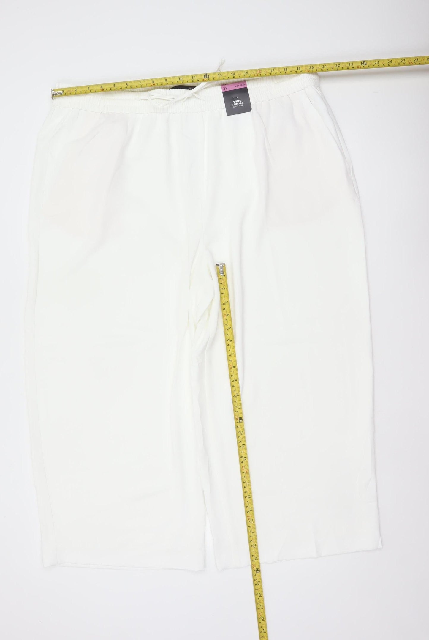Marks & Spencer Women White Size 22 Wide-Leg Cropped Trousers