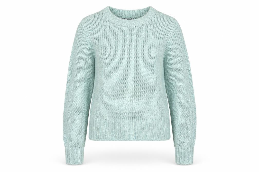 M&S Women’s Blue Size 10 Chunky Knit Glitter Raglan Jumper