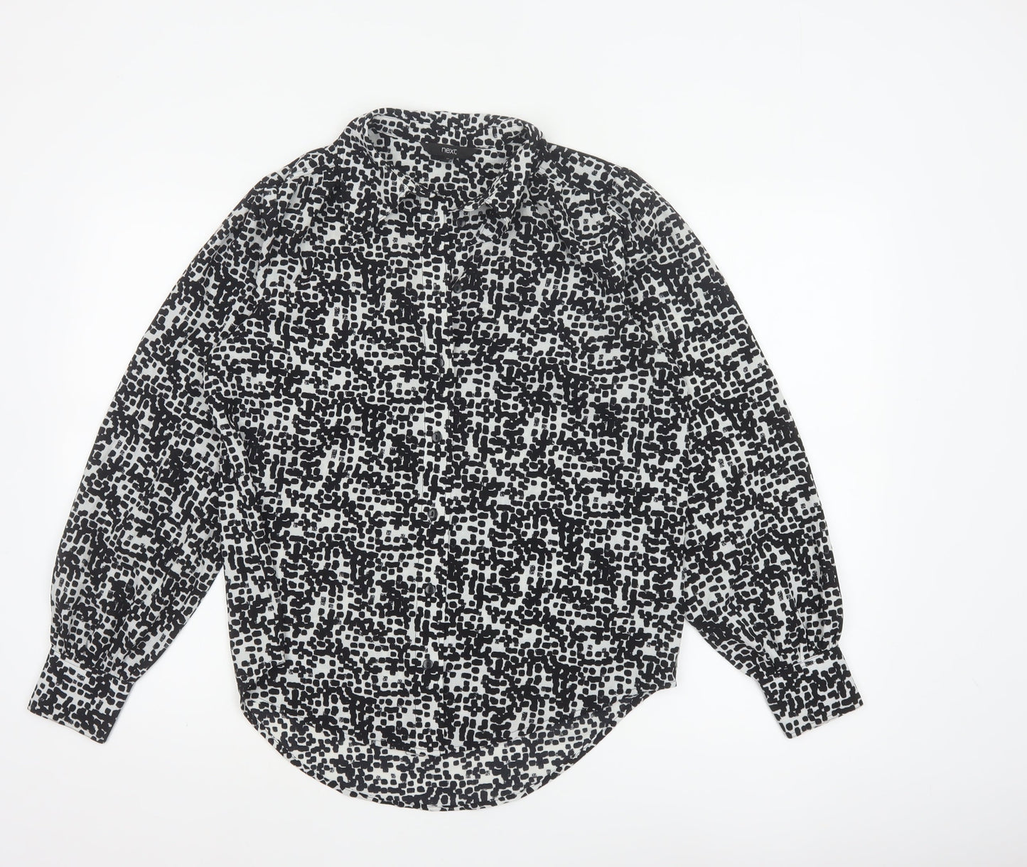 Next Women Black White Animal Print Button-Up Blouse UK 10