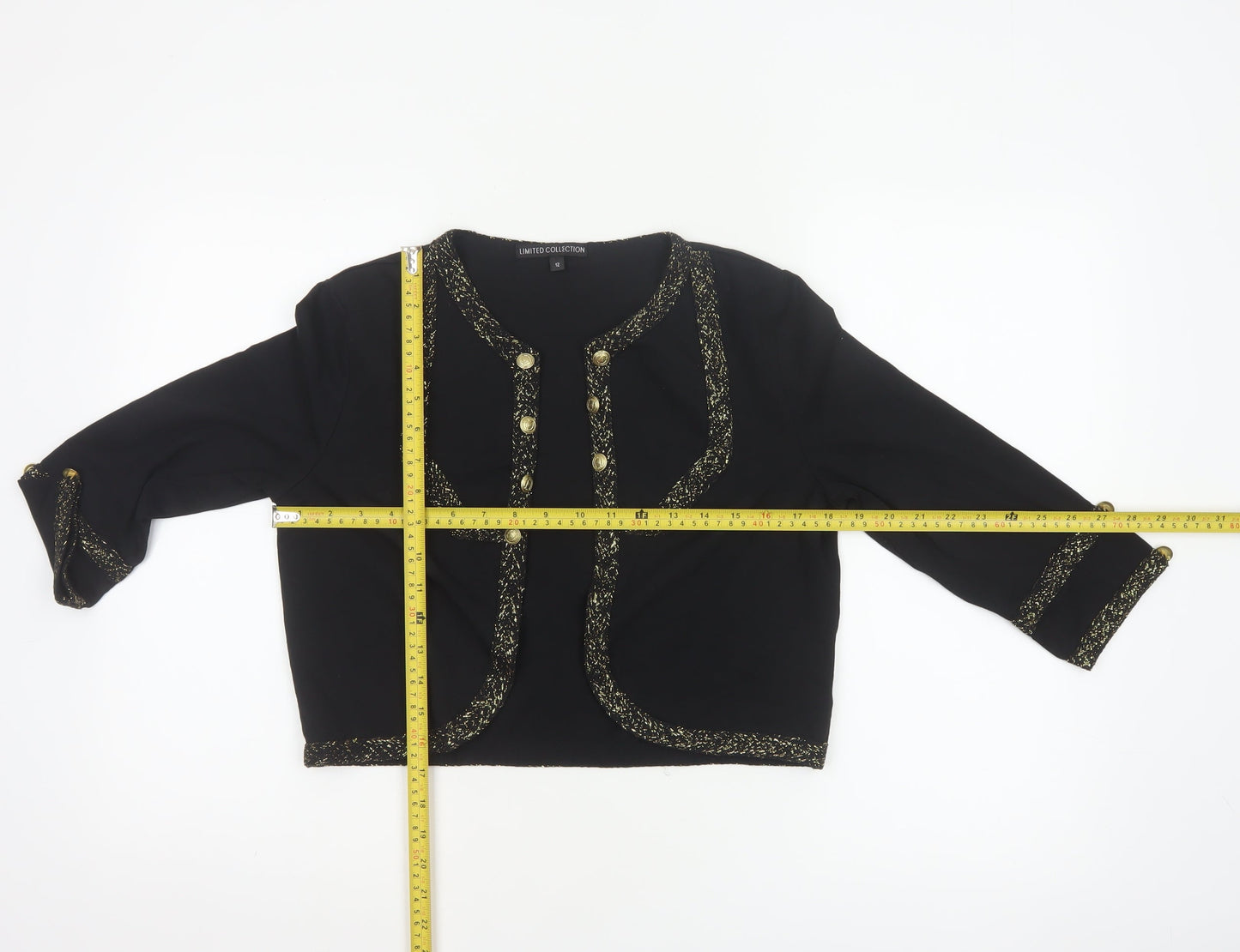 Marks and Spencer Women's Black UK 12 Military Gold Trim Jacket