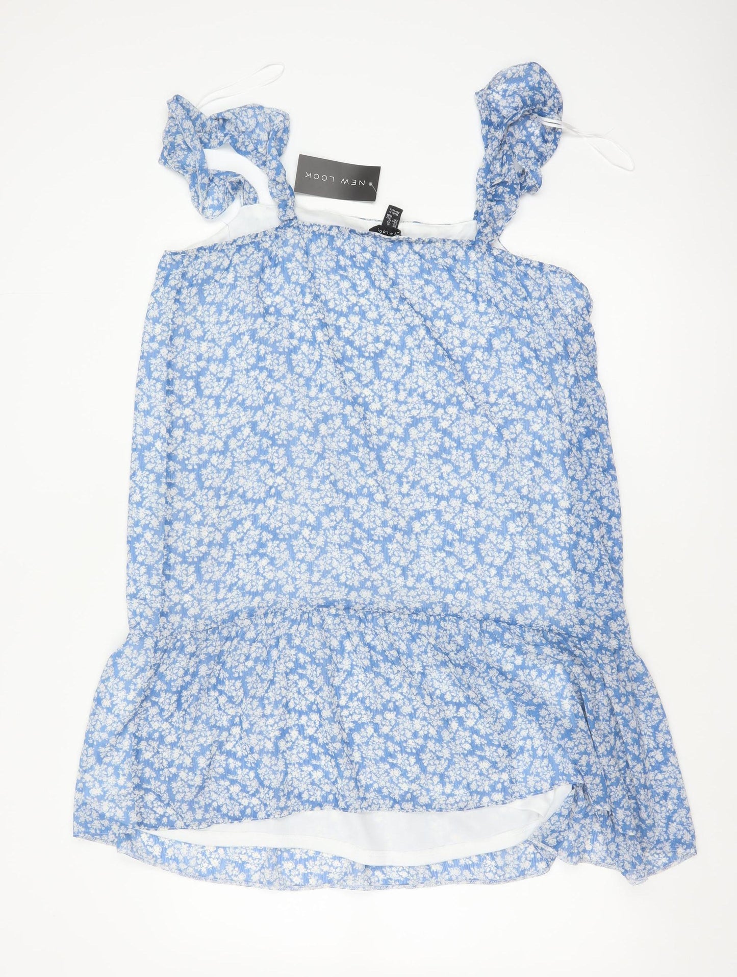 New Look Women Blue Floral Strappy Fit & Flare Short Dress UK 16
