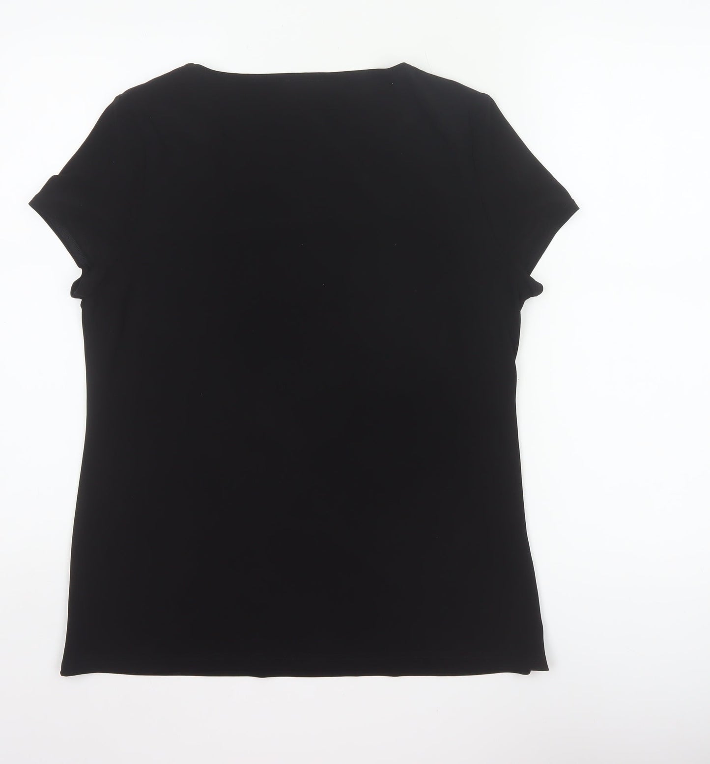 Kaliko Women’s Black UK 16 V-Neck Beaded Short Sleeve Blouse