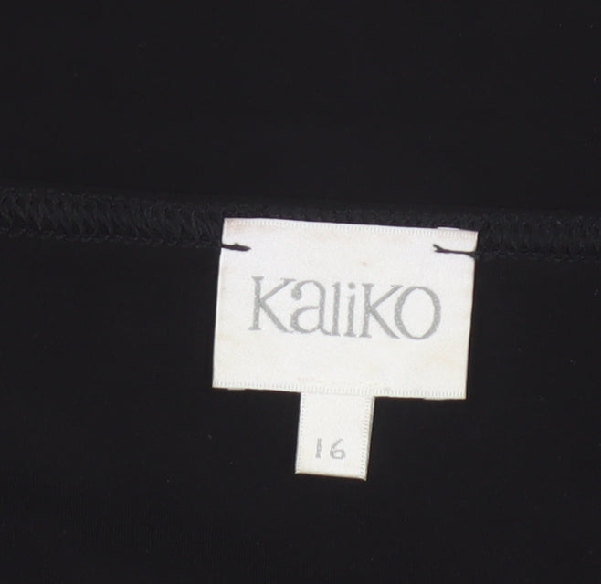 Kaliko Women’s Black UK 16 V-Neck Beaded Short Sleeve Blouse