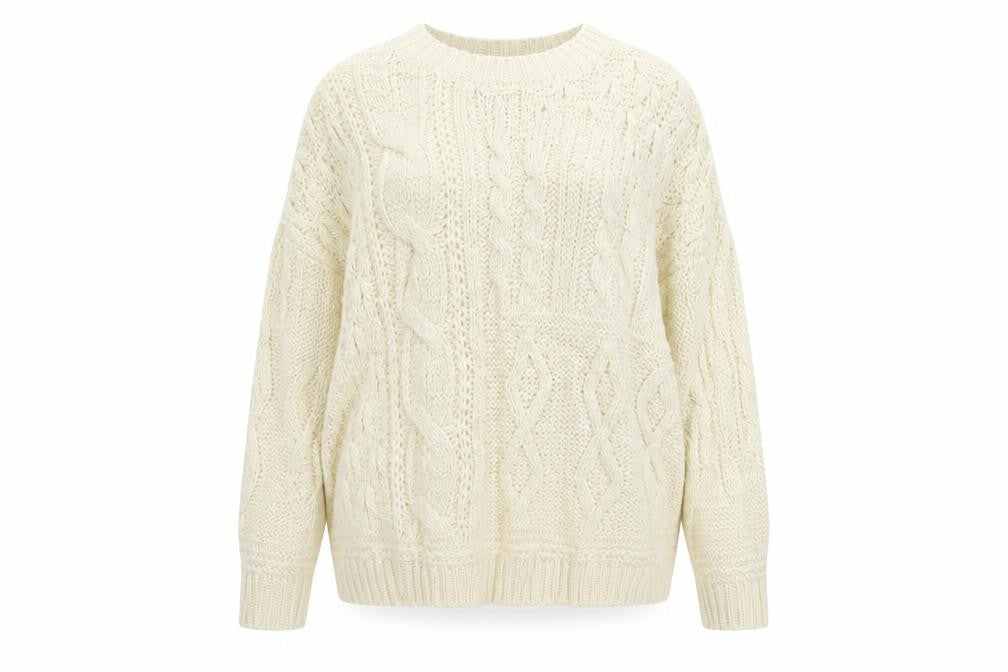 JD Williams Women Ivory Size 20 Cable Knit Crew Neck Jumper New