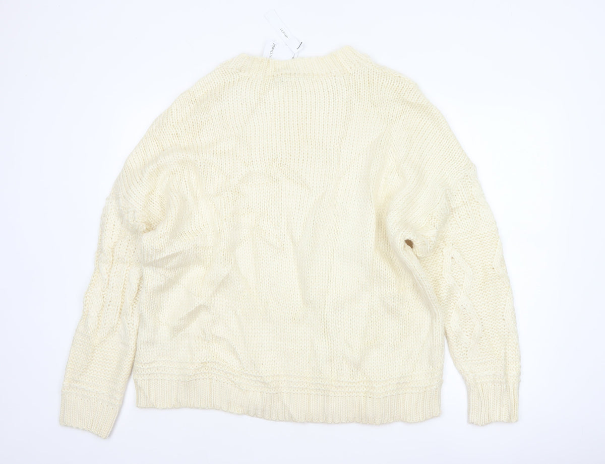 JD Williams Women Ivory Size 20 Cable Knit Crew Neck Jumper New
