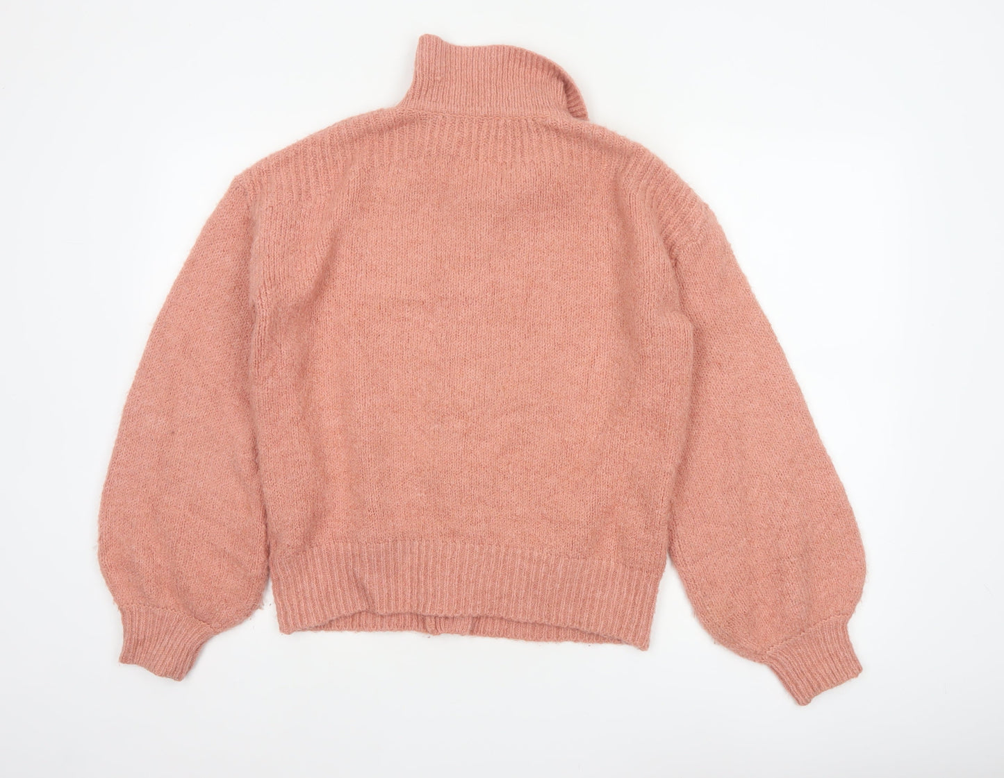 Next Women Pink Button Collared Balloon Sleeve Knit Cardigan UK 12