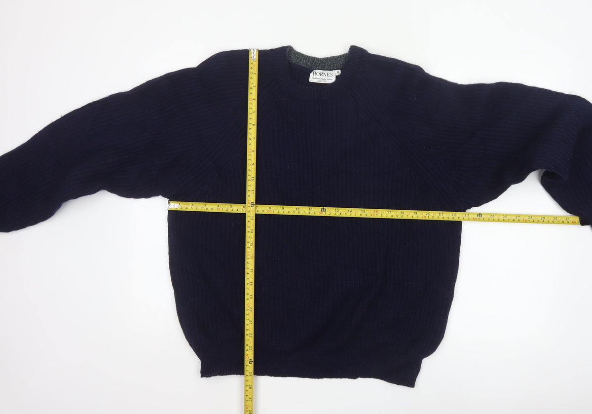 Hornes Women Blue M Chunky Knit Raglan Crew Neck Jumper