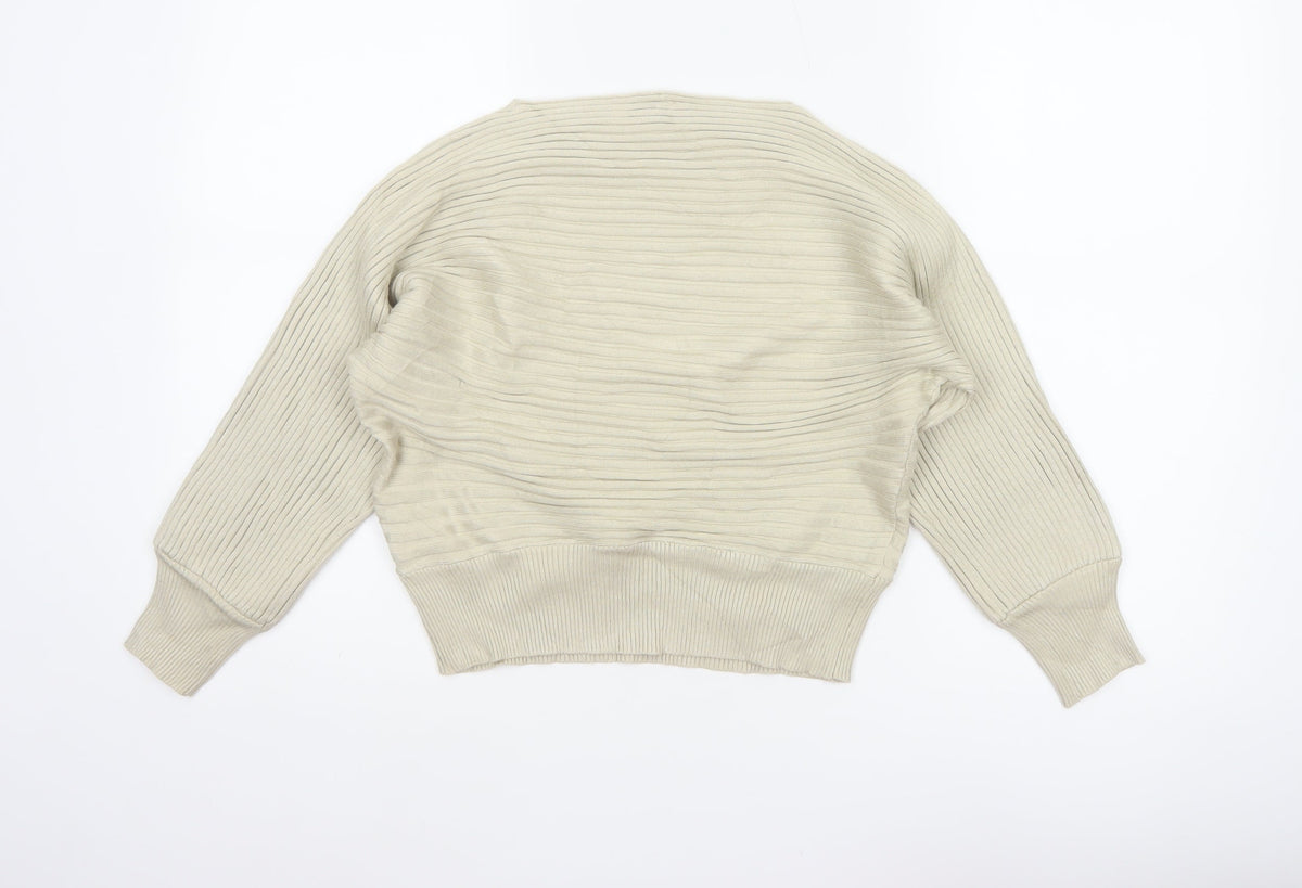 Izabel London Women Beige Size 10 Rib Knit Dolman Sleeve Jumper