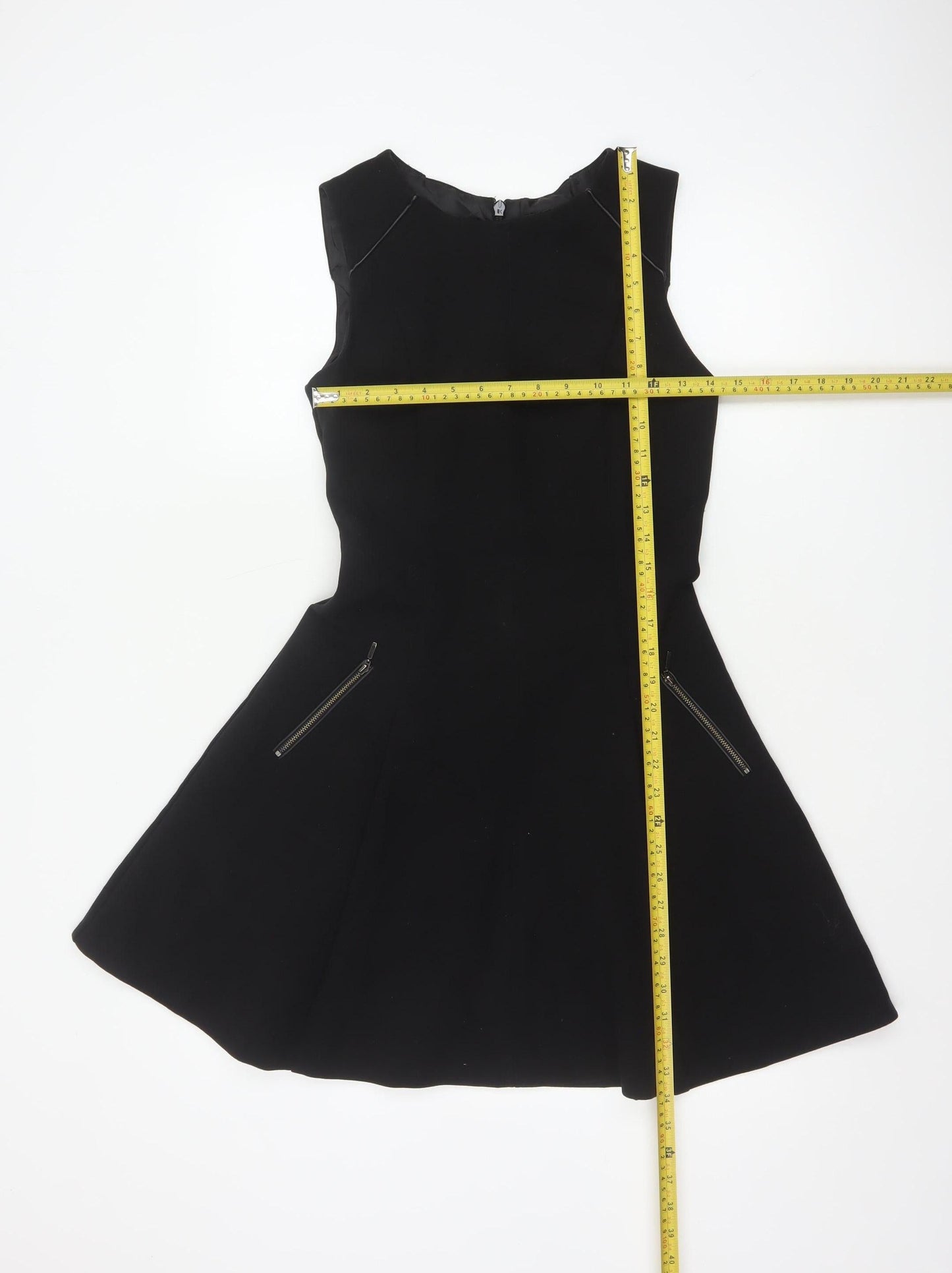 Oasis Women Black UK 8 Fit & Flare Knee Length Zip Pocket Dress