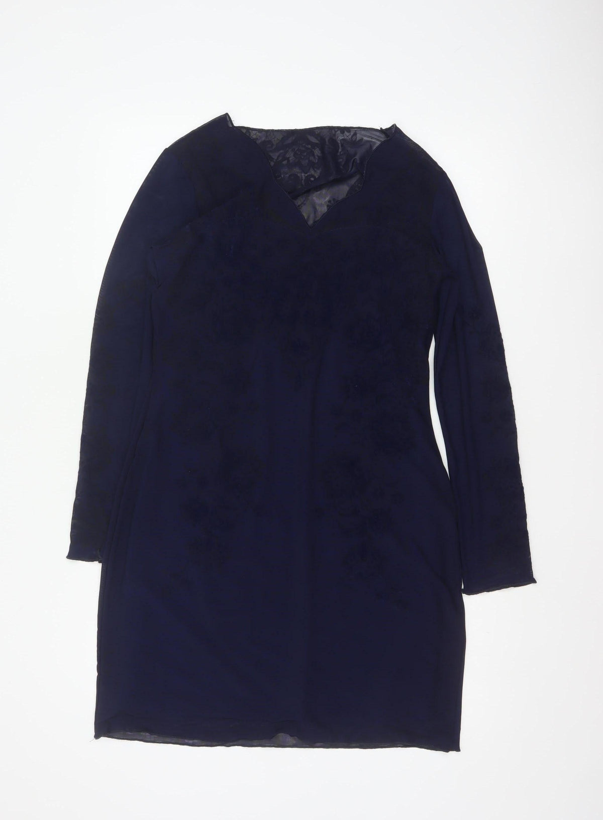 Additional front view of Joe Browns Women Blue UK 12 Sheath Dress Floral Lace V-Neck