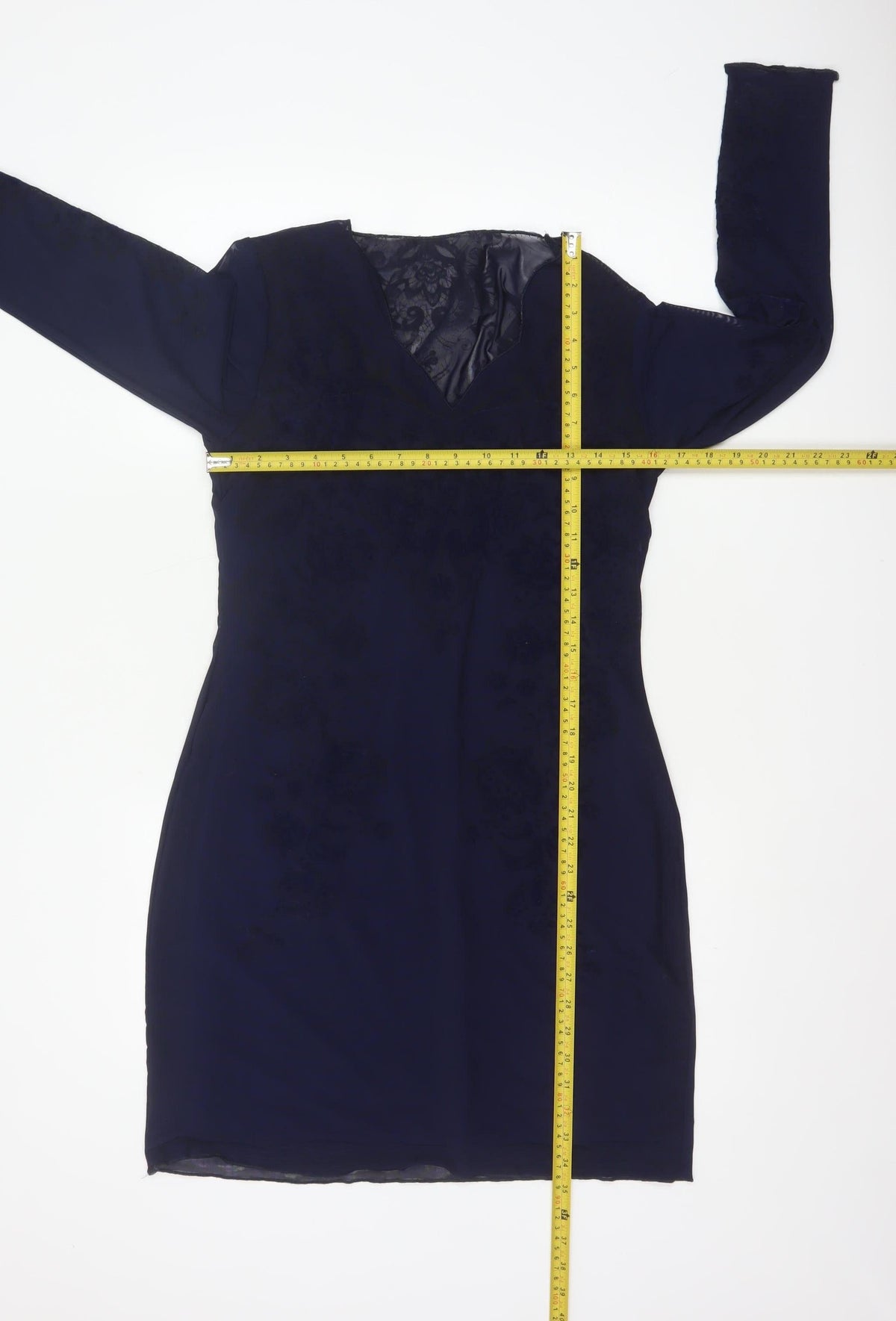 Back view of Joe Browns Women Blue UK 12 Sheath Dress Floral Lace V-Neck