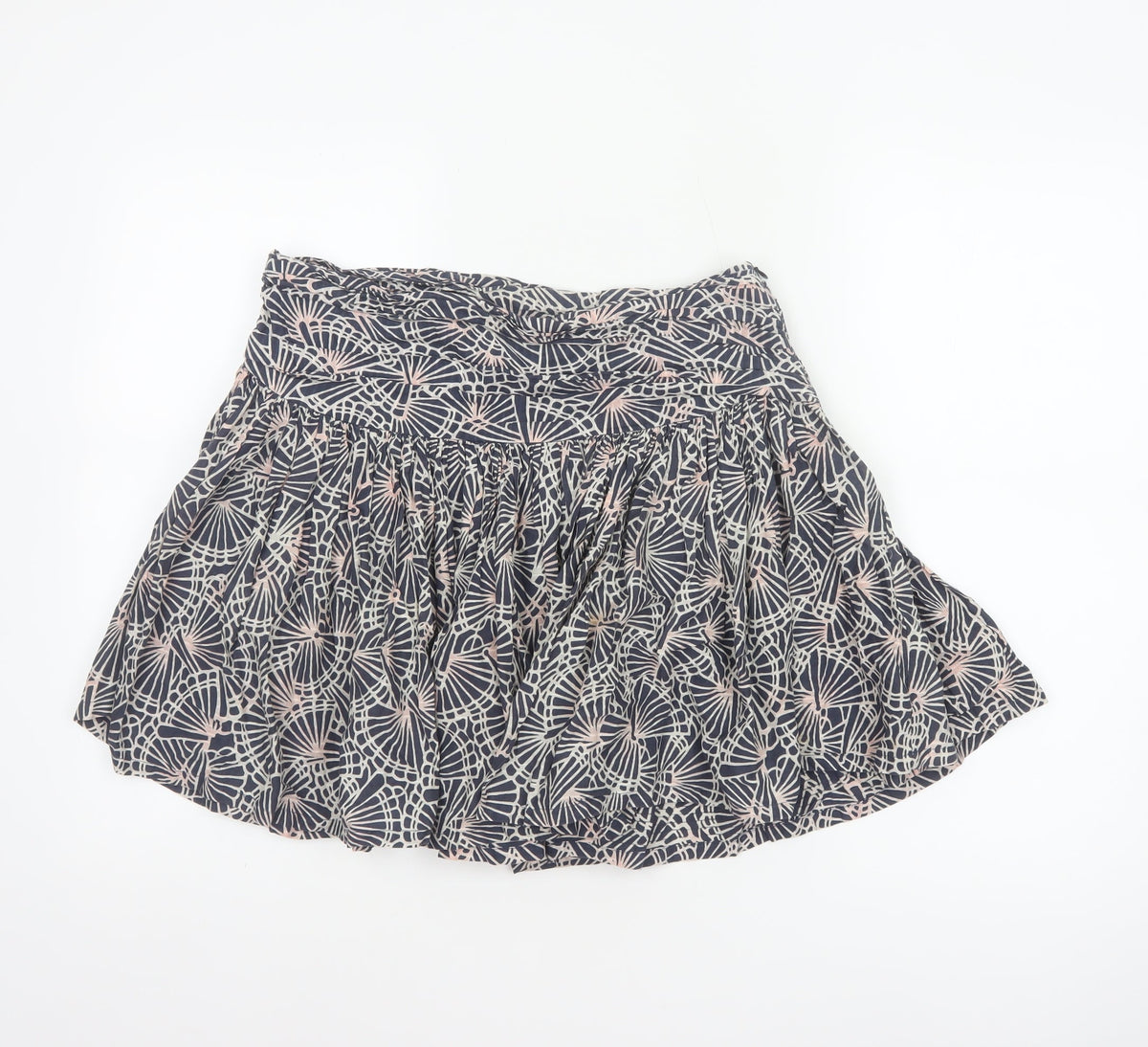 Additional front view of French Connection Women Blue Floral Cotton Skater Mini Skirt UK 10