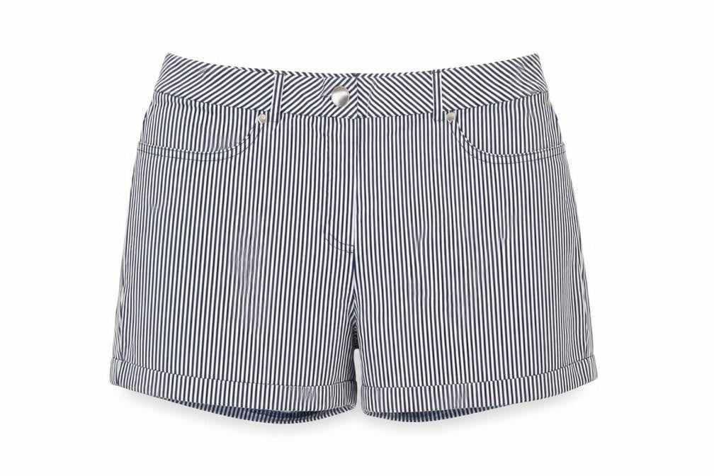 Roman Women Blue White Striped High Rise Shorts UK 12 Viscose