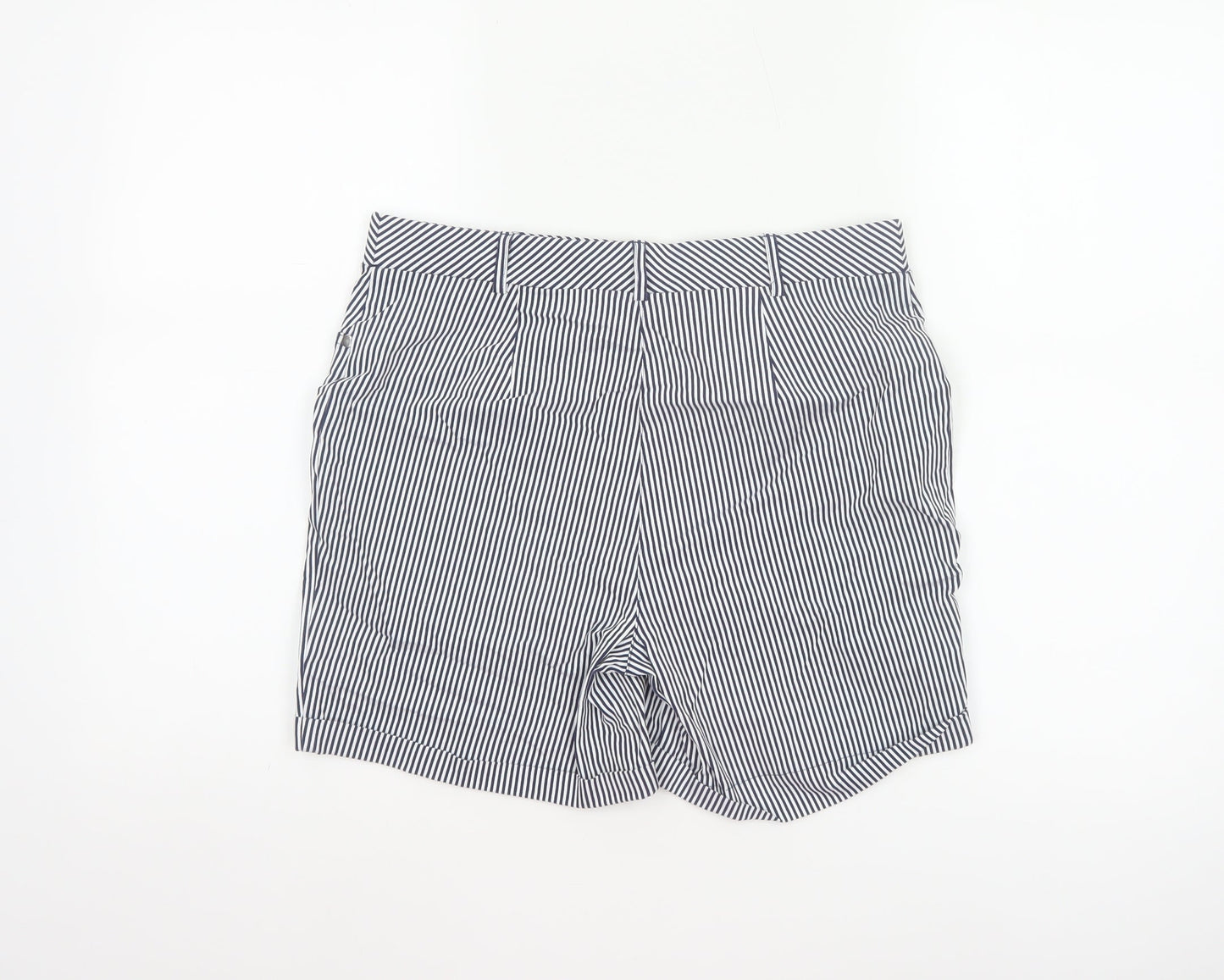Roman Women Blue White Striped High Rise Shorts UK 12 Viscose