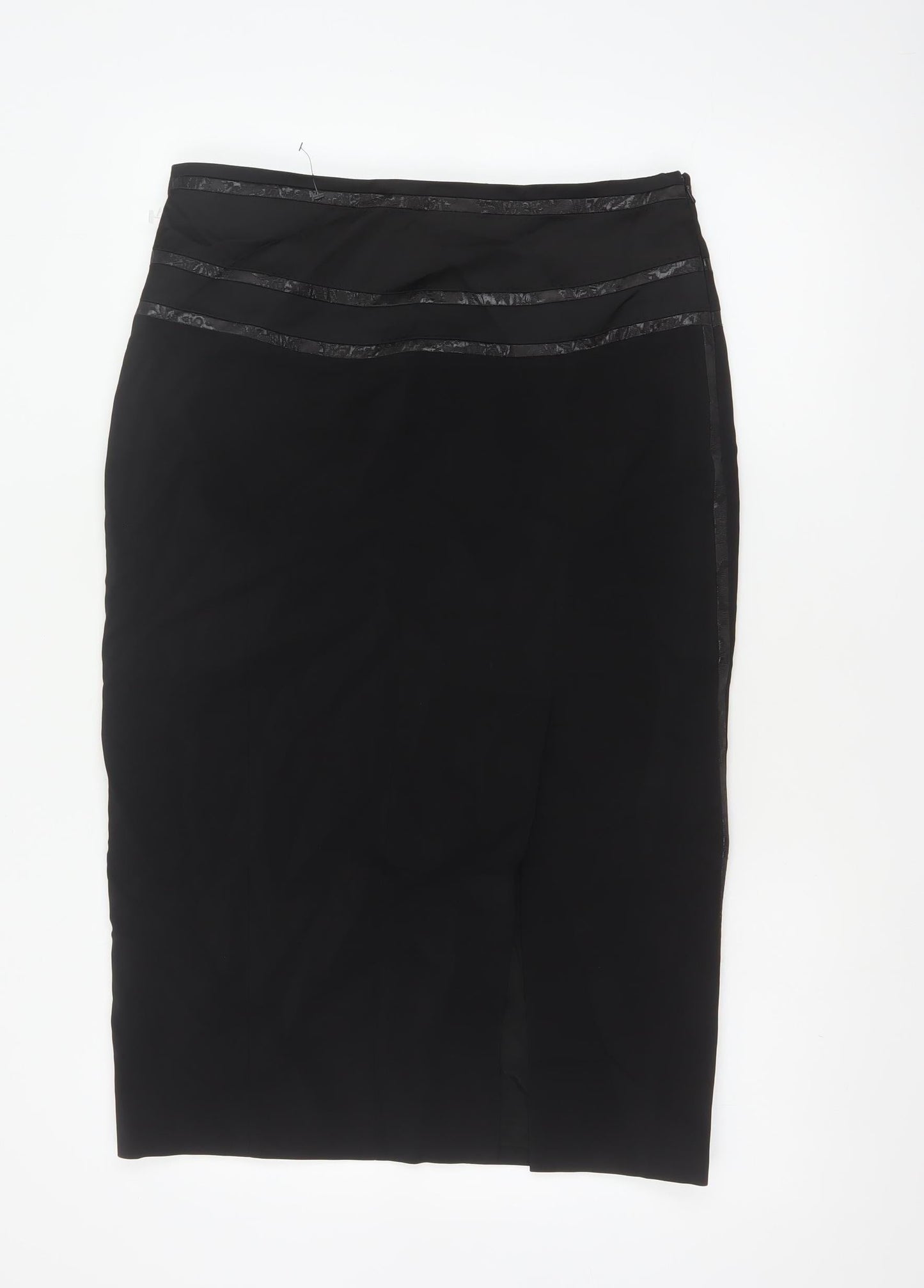 Karen Millen Women Black UK 14 Wool Pencil Knee Length Skirt