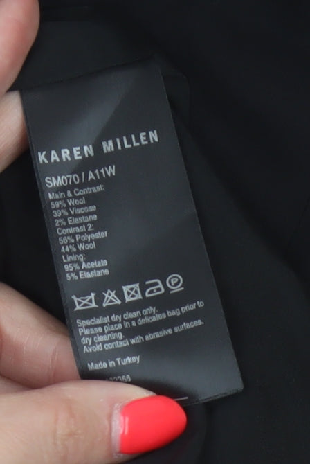 Karen Millen Women Black UK 14 Wool Pencil Knee Length Skirt