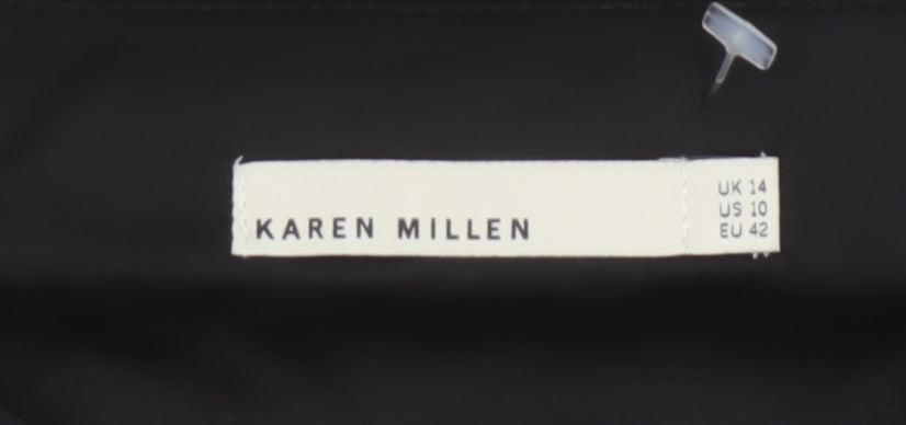 Karen Millen Women Black UK 14 Wool Pencil Knee Length Skirt