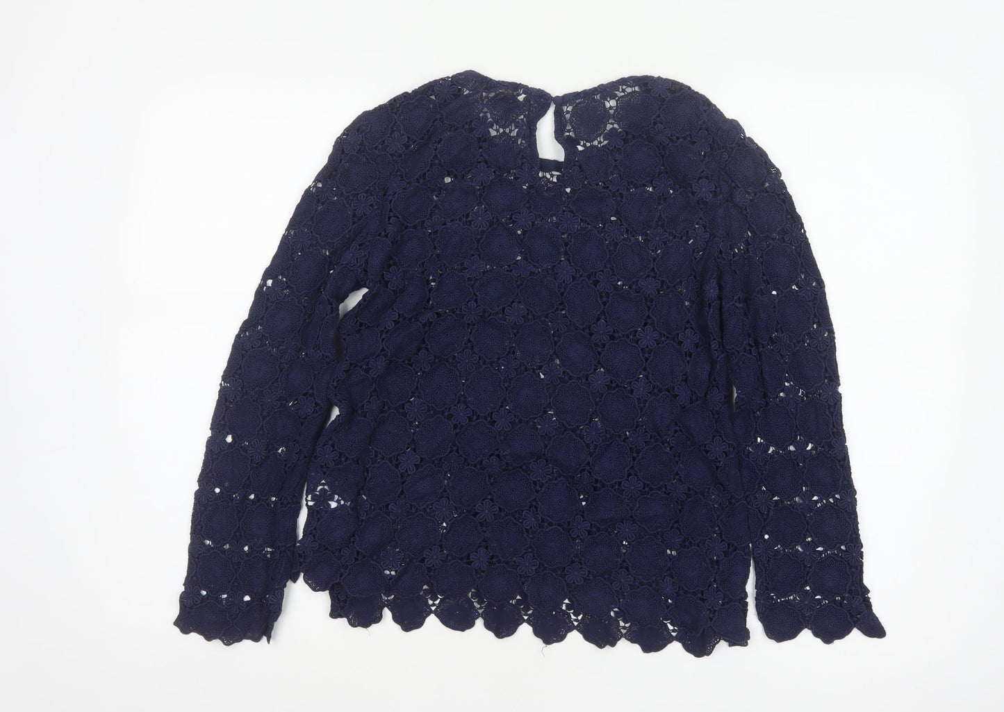 Boden Women Blue UK 10 Floral Lace Long Sleeve Blouse