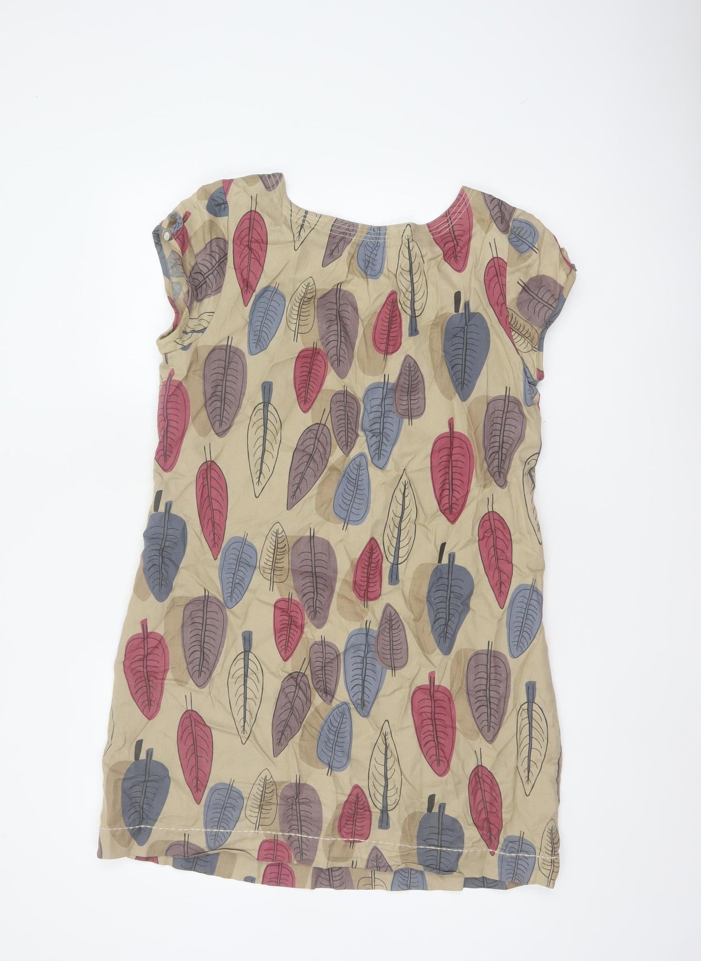 White Stuff Women Multicoloured Size 12 Shift Dress Leaf Print Cotton