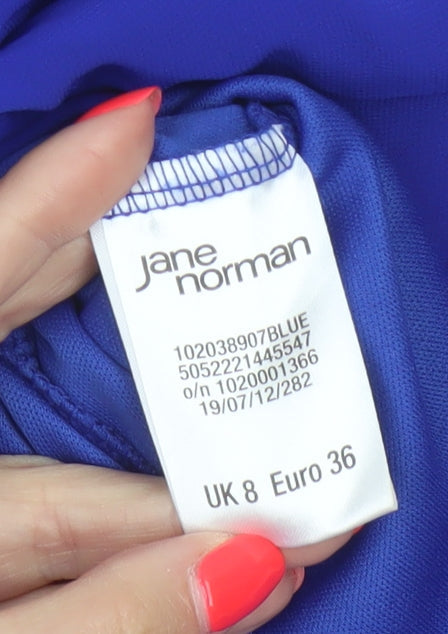 Jane Norman Women Blue UK 8 Fit & Flare Beaded Chiffon Party Dress