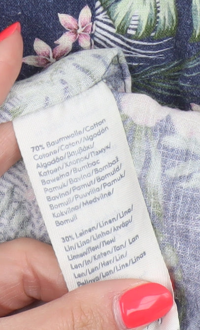 Colours & Sons Men’s Multicoloured XL Tropical Floral Linen Blend Shirt