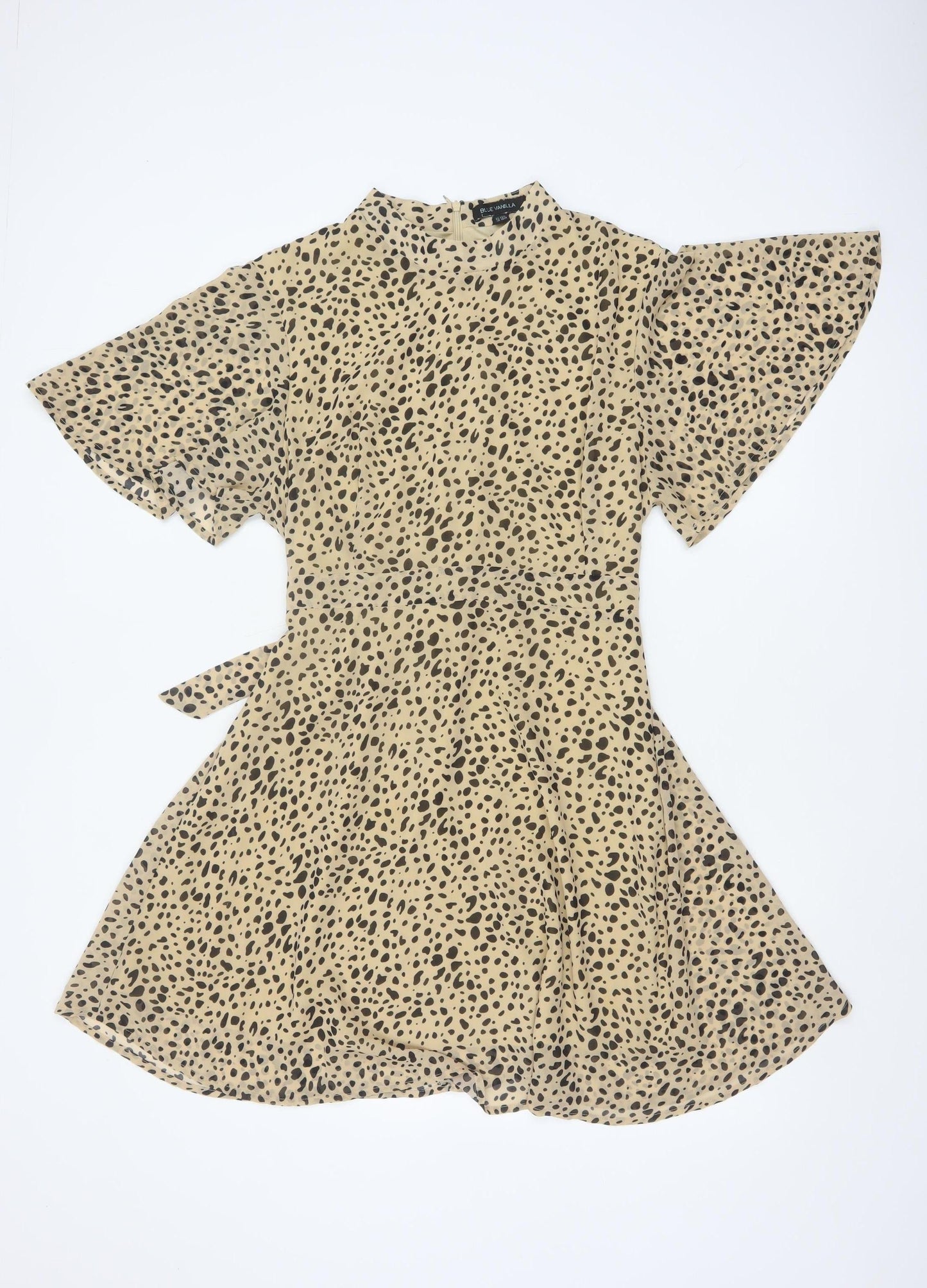 Blue Vanilla Women’s Beige Leopard Print Fit & Flare Dress UK 14