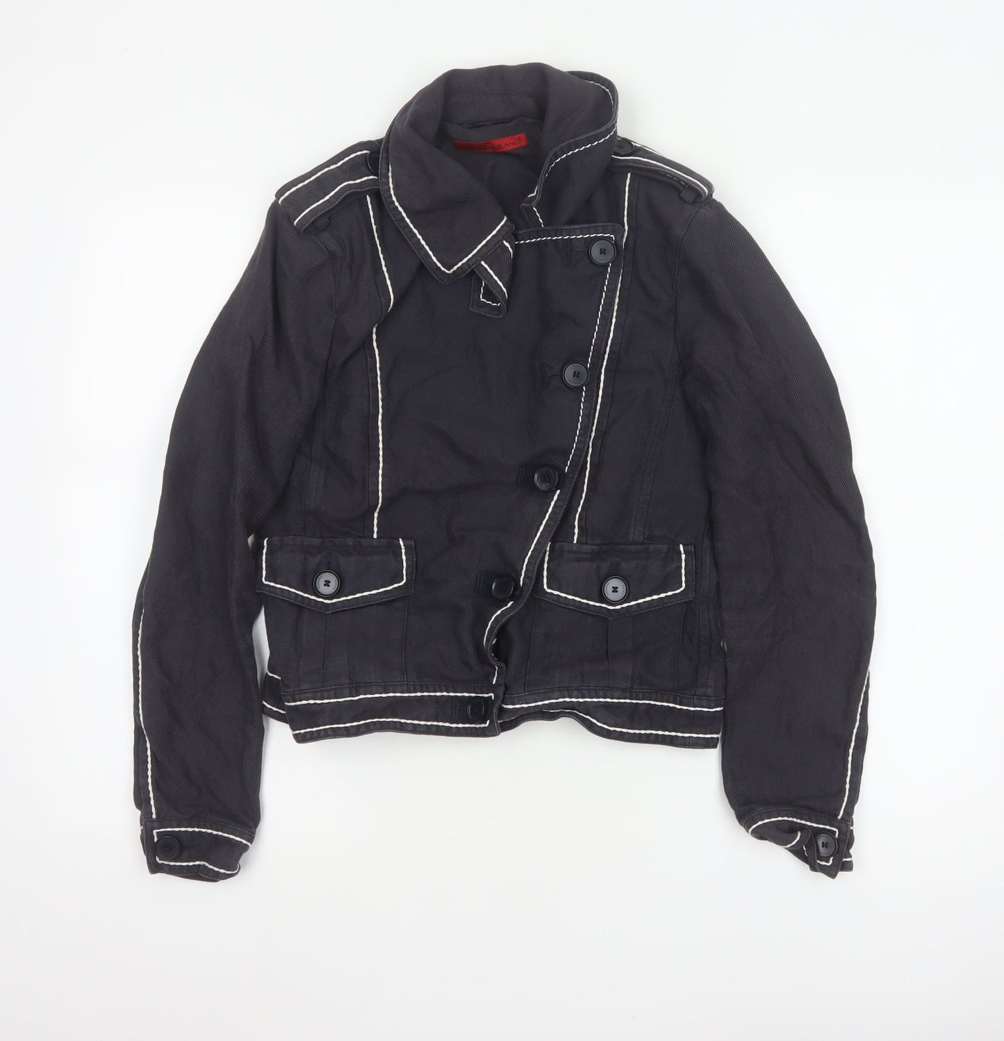 Luisa Cerano Women’s Black UK 10 Cropped Military Linen Jacket