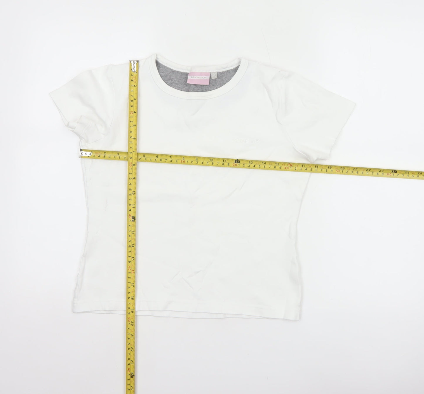 LA Gear Women’s White Size 12 Basic Cotton Crew Neck T-Shirt