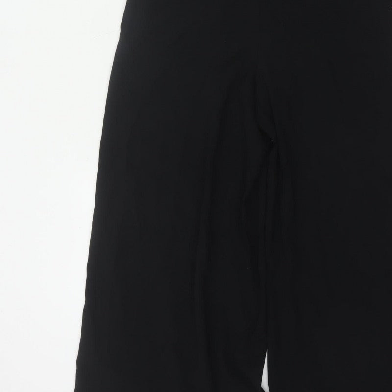 FULWIN Women Black UK 10 Wide-Leg Dungaree Jumpsuit Pockets