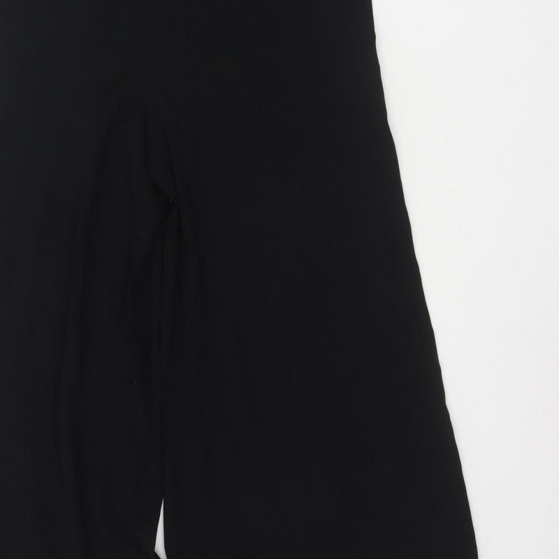 FULWIN Women Black UK 10 Wide-Leg Dungaree Jumpsuit Pockets