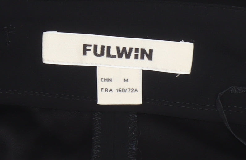 FULWIN Women Black UK 10 Wide-Leg Dungaree Jumpsuit Pockets