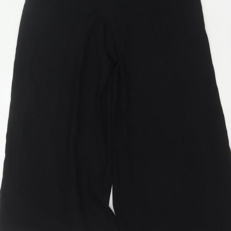 FULWIN Women Black UK 10 Wide-Leg Dungaree Jumpsuit Pockets