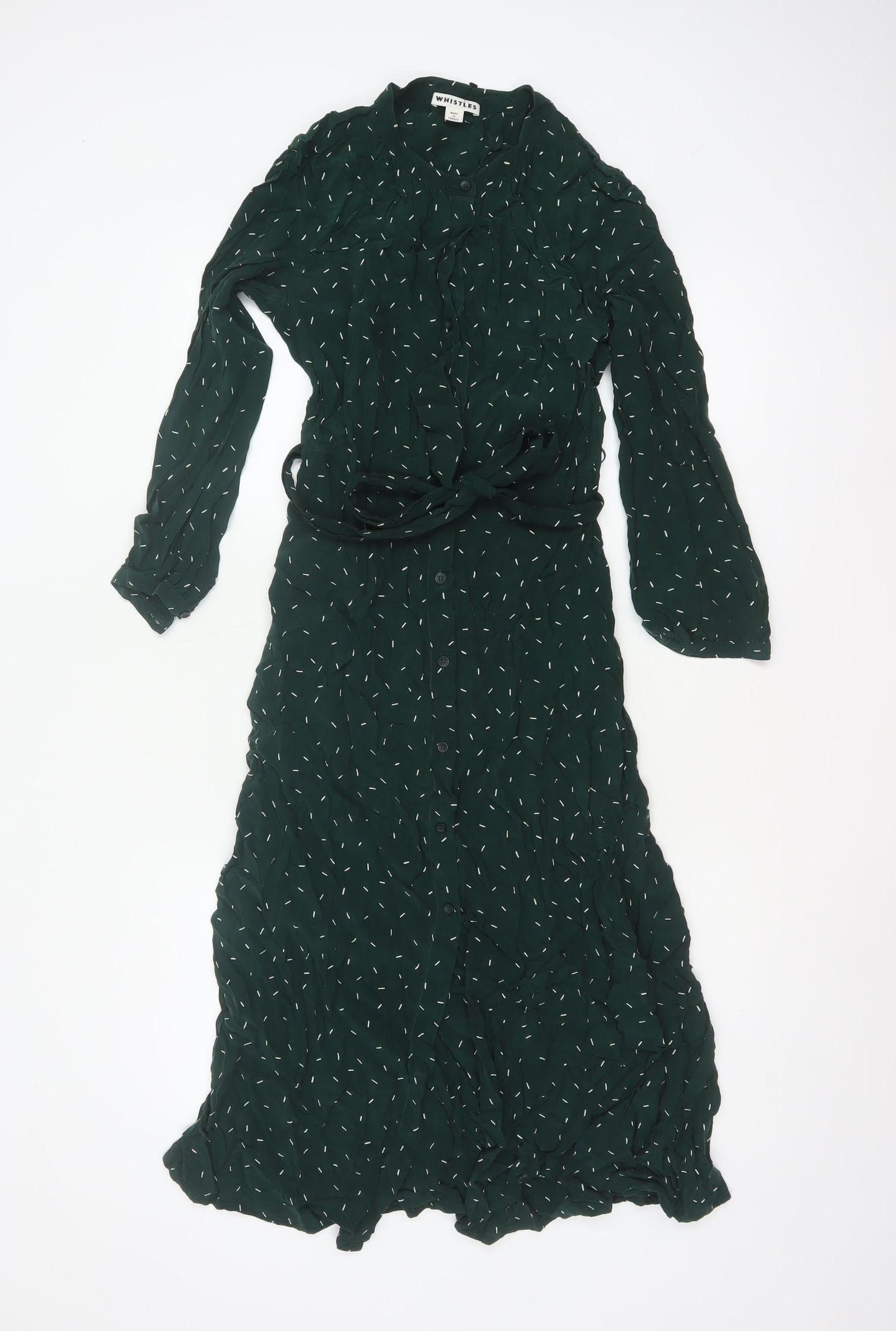 Whistles Women Green UK 6 Maxi Shirt Dress Belted Long Sleeve