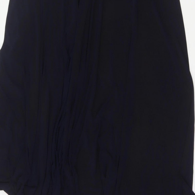 R&M Richards Women Blue UK 12 Maxi Halter Beaded Evening Dress