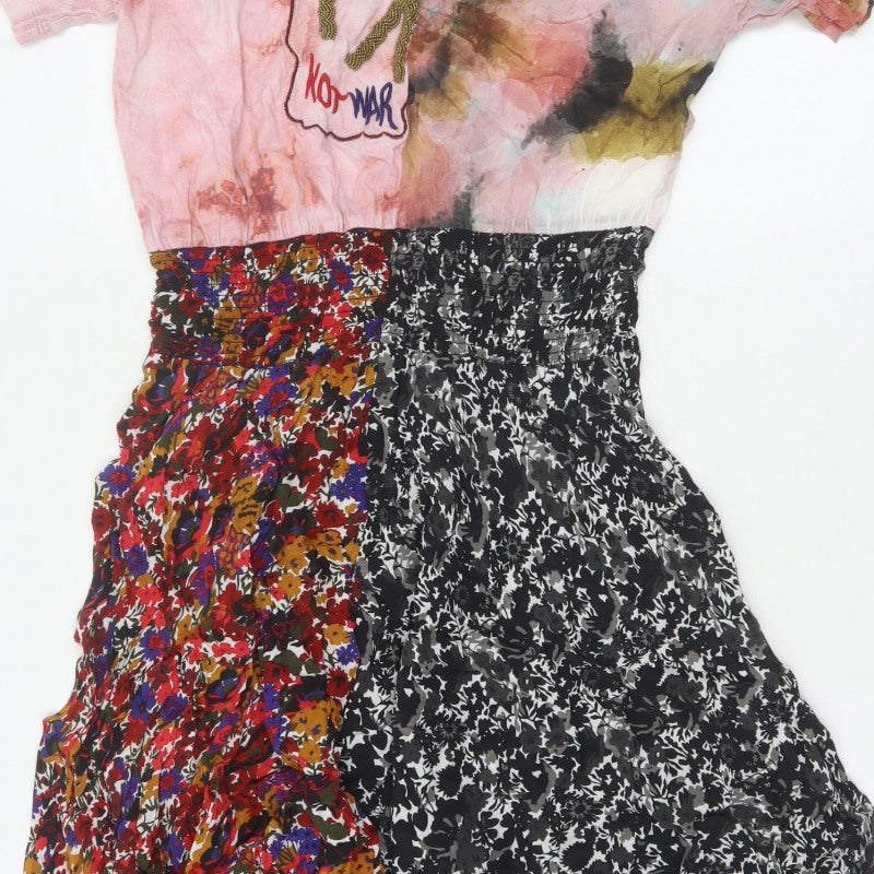 Desigual Women’s Multicoloured L Maxi Asymmetric Floral Dress