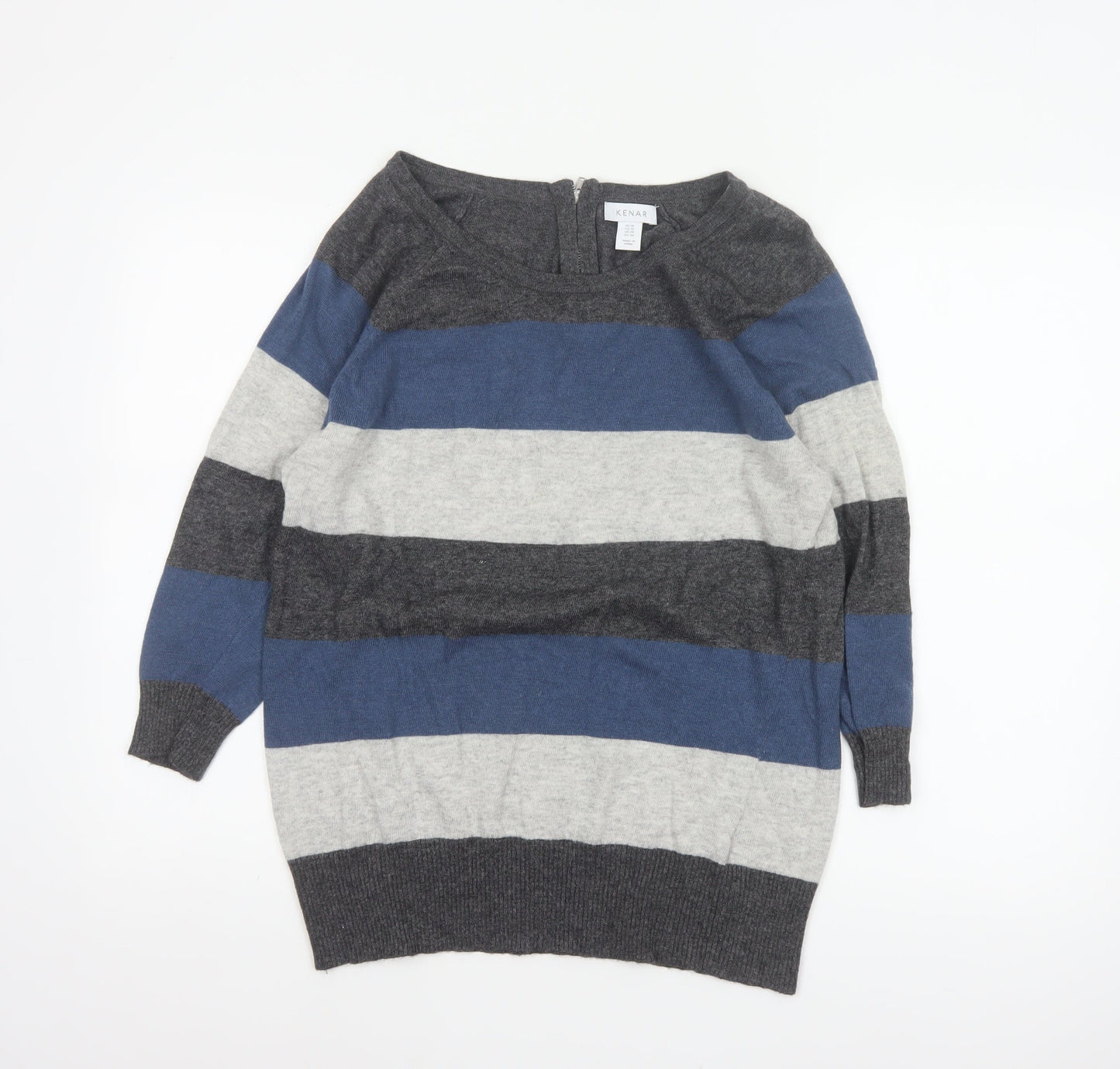 Kenar Women’s Multicoloured Striped Merino Wool Blend Jumper UK 20