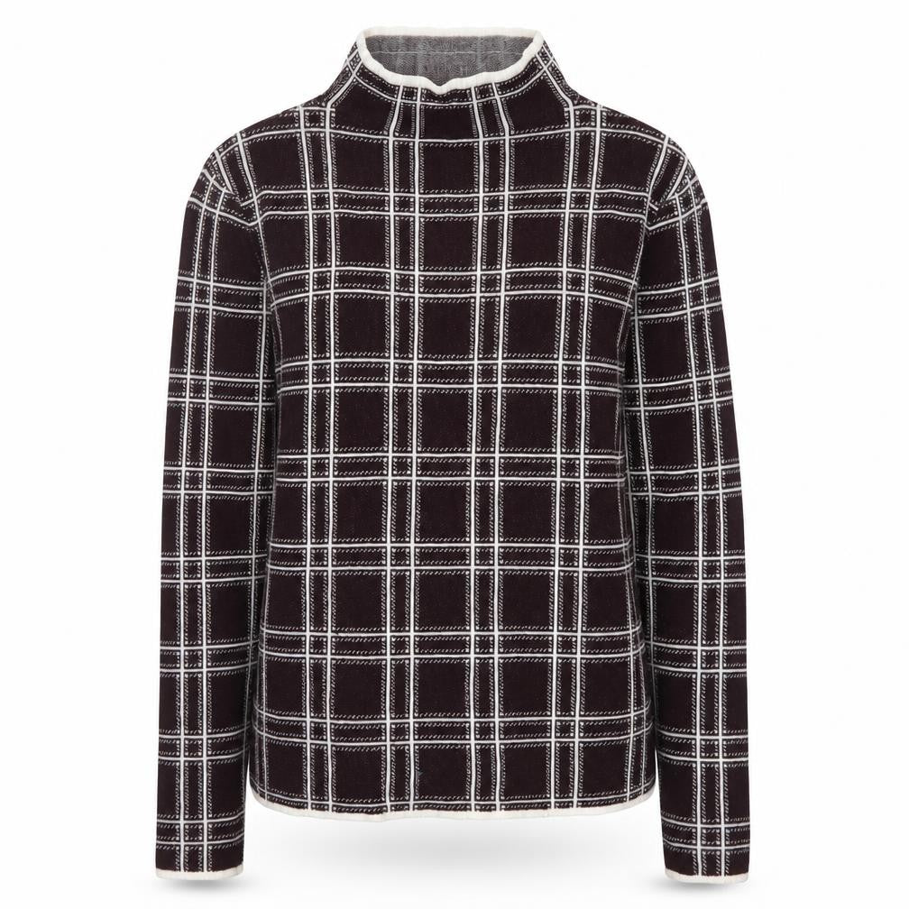 Dorothy Perkins Women’s Brown Check Knit High Neck Jumper UK 14