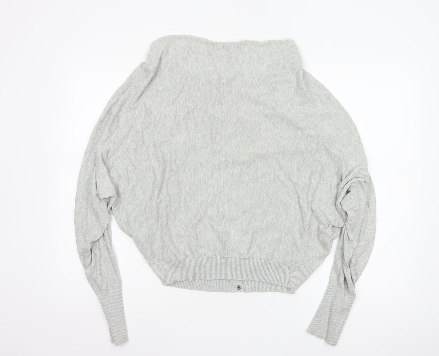 AllSaints Women Grey UK 8 Cowl Neck Button Knit Cardigan