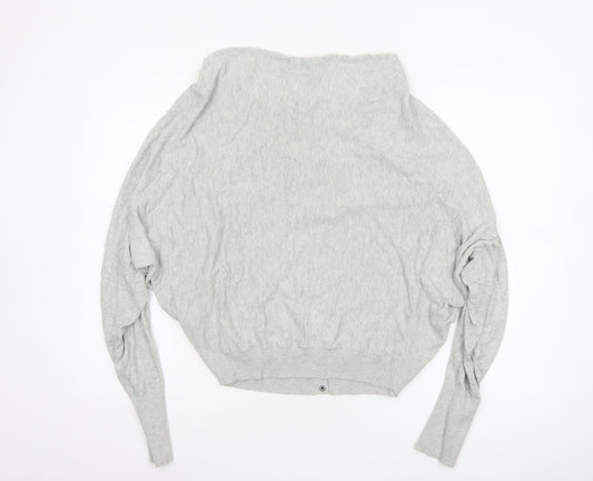 AllSaints Women Grey UK 8 Cowl Neck Button Knit Cardigan