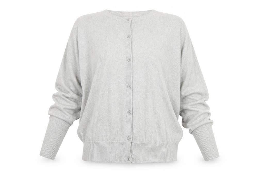 AllSaints Women Grey UK 8 Cowl Neck Button Knit Cardigan
