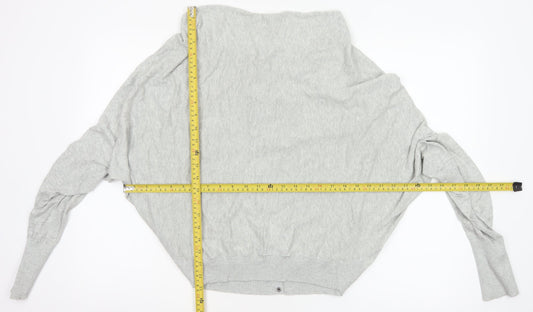 AllSaints Women Grey UK 8 Cowl Neck Button Knit Cardigan