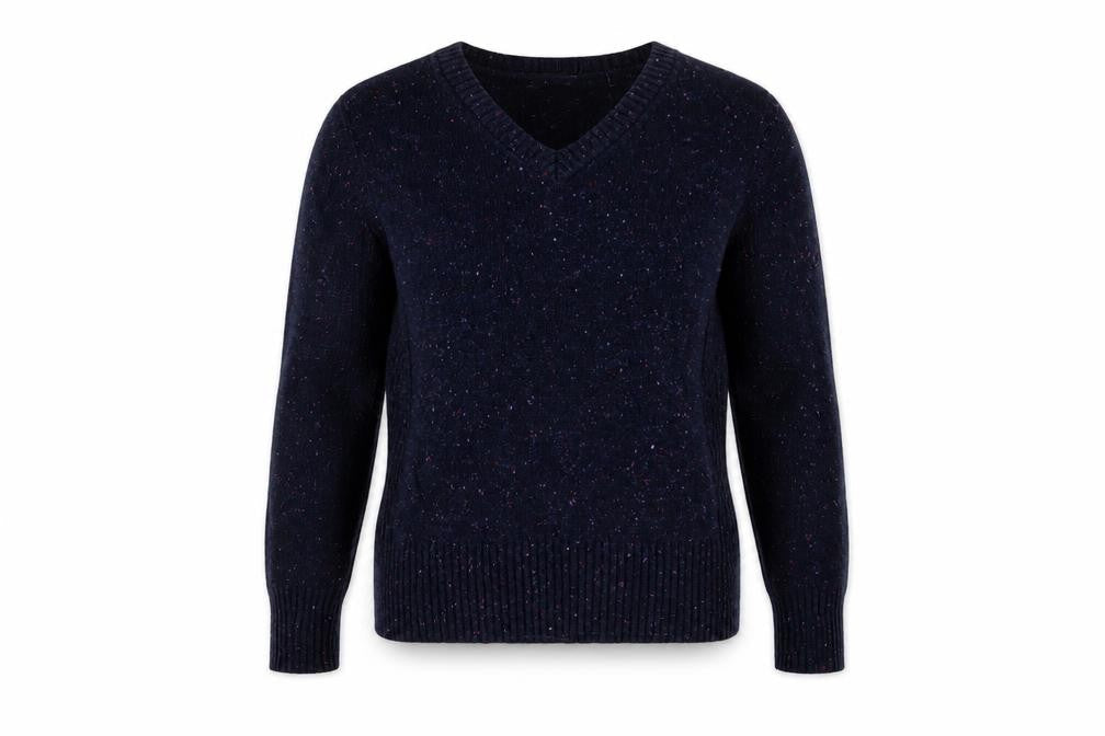 Marks & Spencer Women Blue UK 12 V-Neck Lambswool Blend Pullover