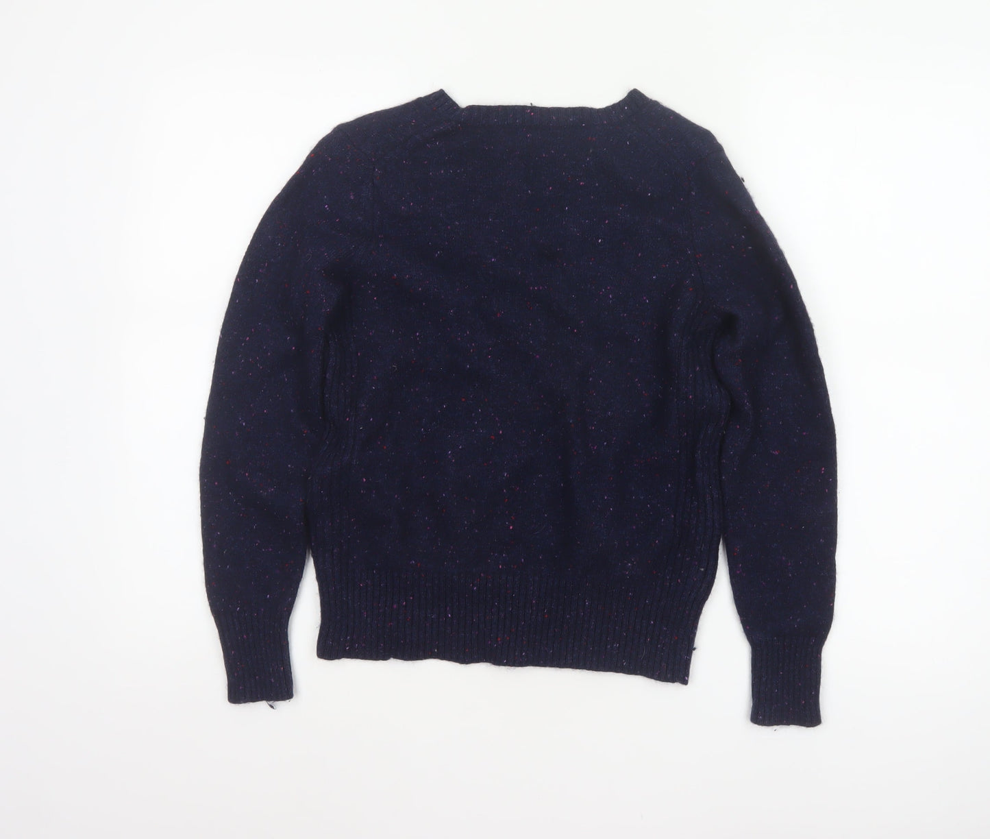 Marks and Spencer Women Blue UK 12 V-Neck Lambswool Blend Pullover