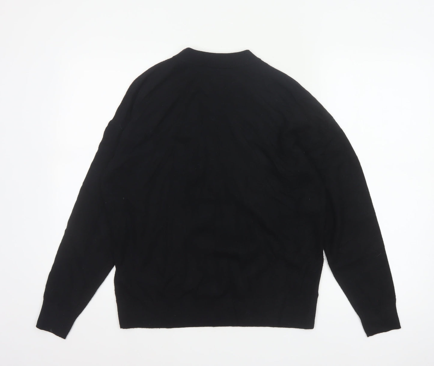 M&S Women’s Black M Believe Embroidered Mock Neck Knit Jumper