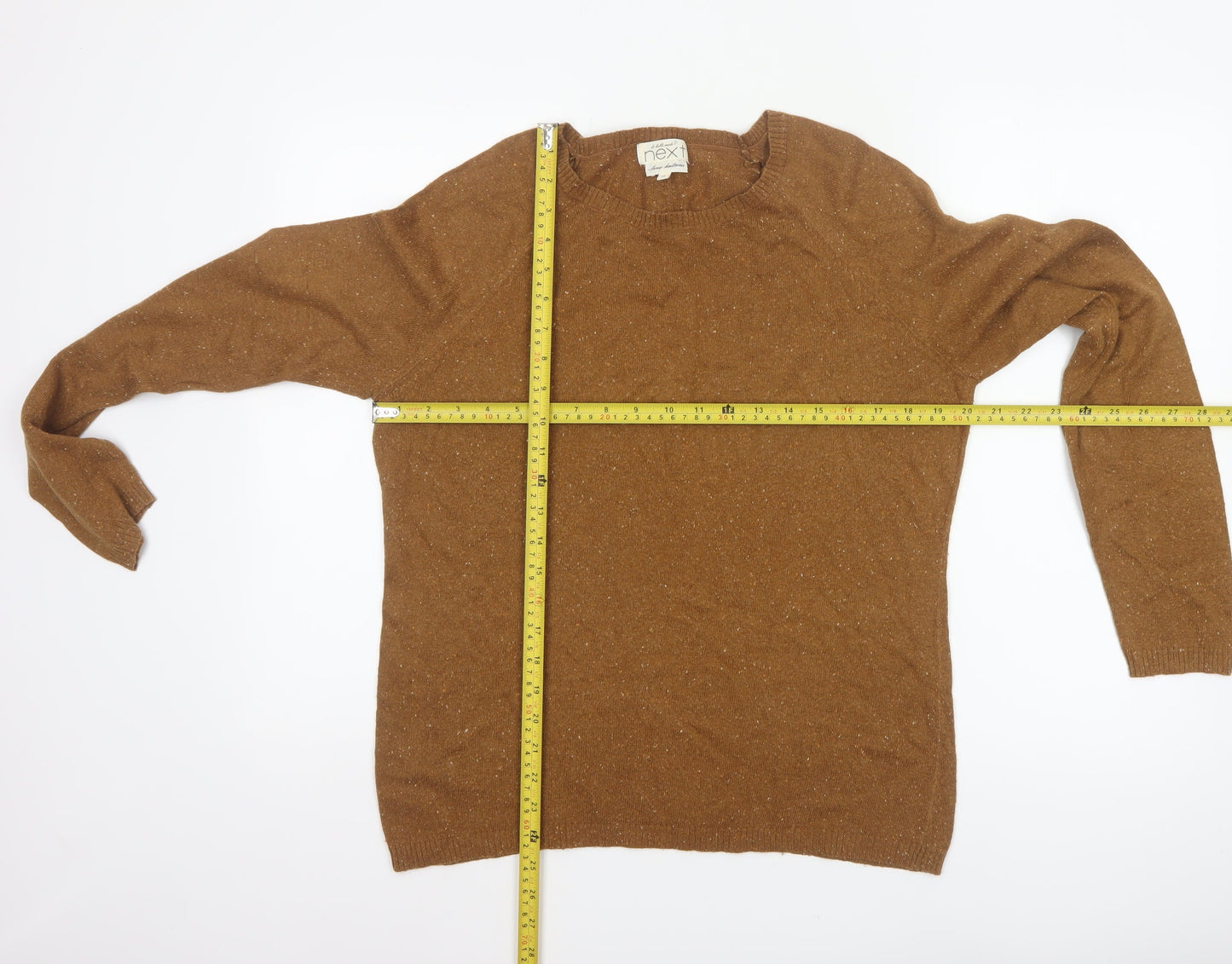 Next Women Brown Fleck Knit Jumper UK 16 Round Neck Long Sleeve