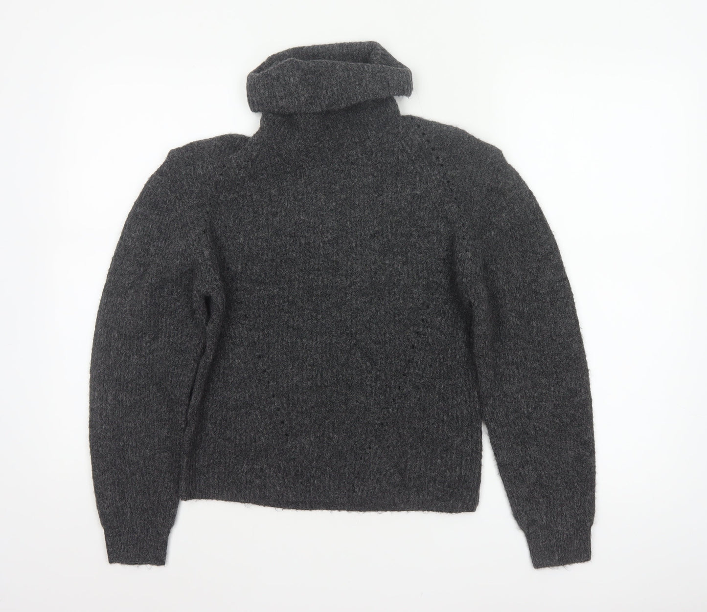 Topshop Women Grey Roll Neck Knit Pullover Jumper XS Long Sleeve
