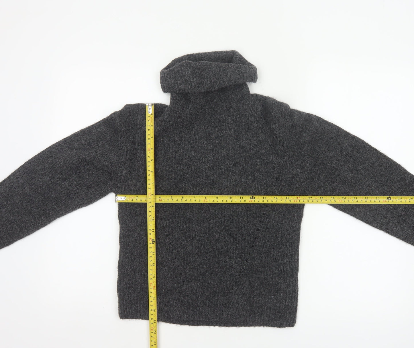 Topshop Women Grey Roll Neck Knit Pullover Jumper XS Long Sleeve